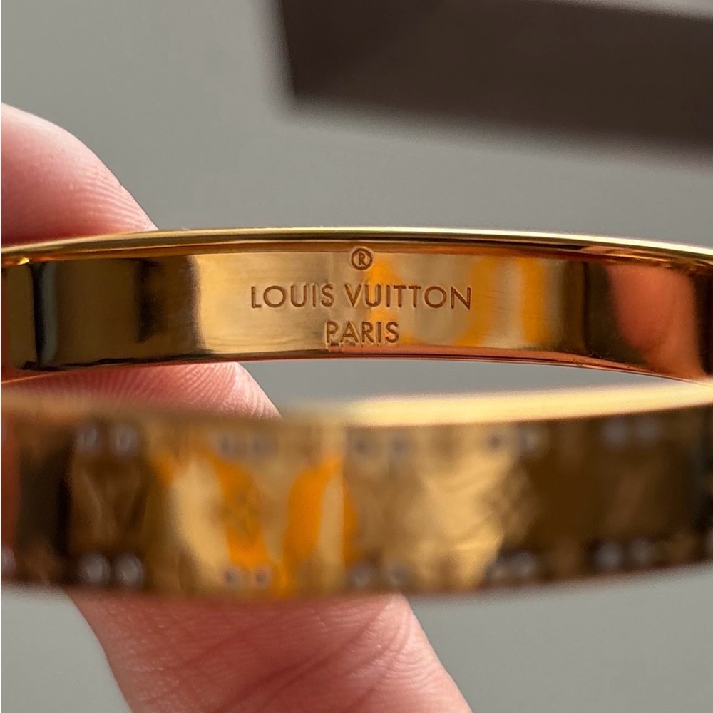 Louis Vuitton Nanogram Strass Bracelet Gold Crystal Bangle Certified Authentic 💎 - Picture 2 of 11